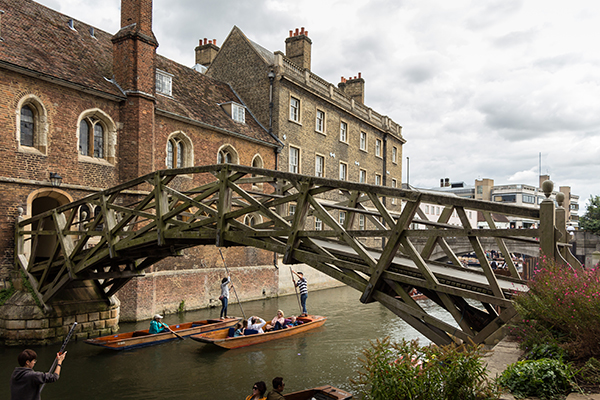 Wooden "Mathematical" bridge in Cambridge, UK