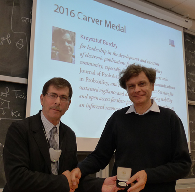 Krzysztof (Chris) Burdzy received the Carver Medal this year from Richard Davis