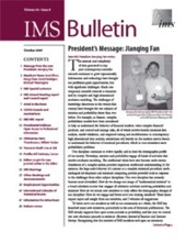 IMS Bulletin 36(8) cover image